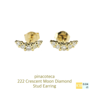 ピナコテーカ 222 ムーン ダイヤモンド スタッド ピアス 18金,pinacoteca Crescent Moon Diamond Stud Earrings K18