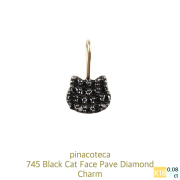 ピナコテーカ 745 黒猫 ブラック ダイヤモンド チャーム ねこ キャット 18金,pinacoteca Black Cat Face Pave Diamond Charm K18
