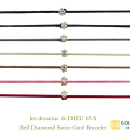 レデッサンドゥデュー 65S ベル 一粒ダイヤモンド サテン コード 紐ブレスレット 18金,Bell Diamond Satin Cord Bracelet K18