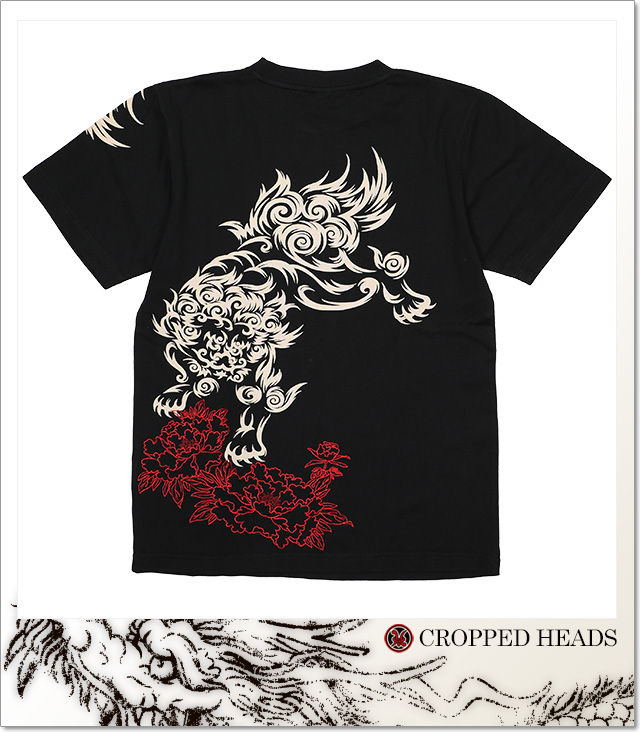 クロップドヘッズ Cropped Heads 唐獅子トライバル柄tee Ss Tee 1011 bk Tシャツ 半袖 カットソー 国内正規品 Level6