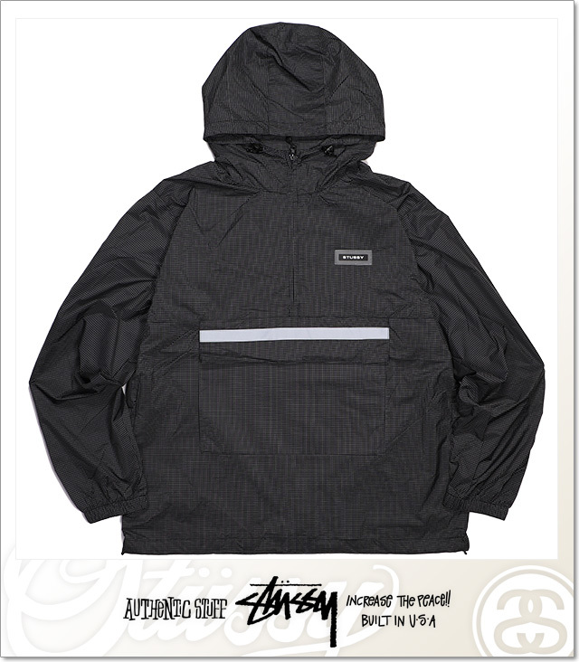 ステューシー) STUSSY CONTRAST RIPSTOP ANORAK (JACKET)(115403-BK  