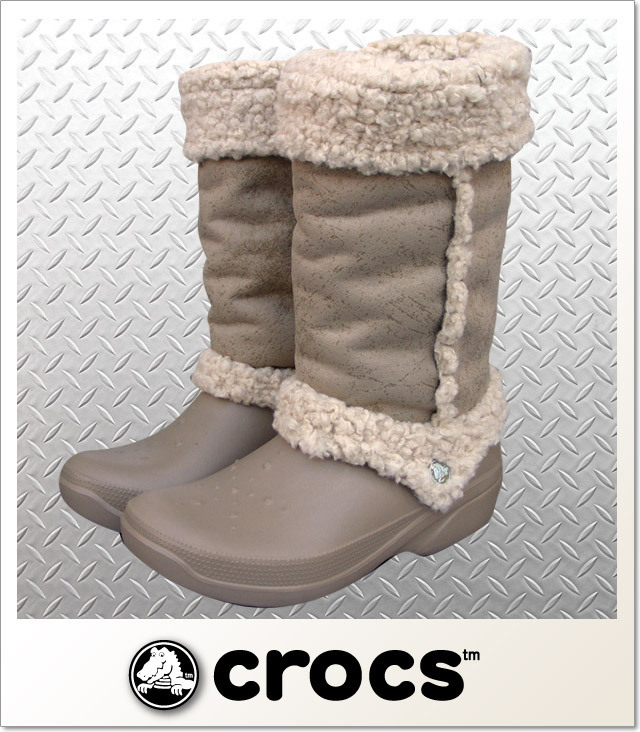CROCS NADIA ファーブーツ (BOOTS)(COLOR:KHAKI)