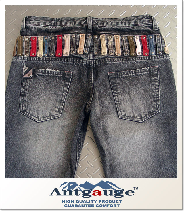 ANTGAUGE ダブルベルトストレートデニム (LS:PANTS)(GC232-24BK)