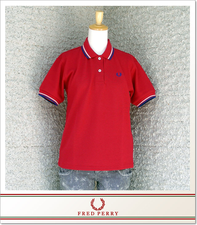 FRED PERRY TWIN TIPPED POLO SHIRT LADY'S (SS:POLO)(COLOR:RE)