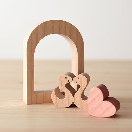 ヘビぃハート(組木の置物)／いとひや｜手しごと雑貨のお店 LienTe