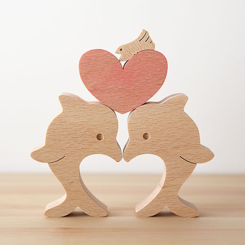 イルカのペアと小魚(動物パズル積木)／いとひや｜手しごと雑貨のお店