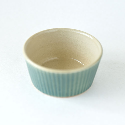 小鉢・浅いタイプ【陶器・しのぎ ターコイズ】／森永 淳俊