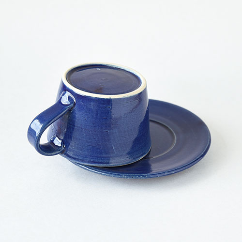 コーヒーカップ&ソーサー【陶器・インディゴブルー】／森永 淳俊