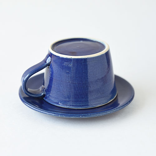 コーヒーカップ&ソーサー【陶器・インディゴブルー】／森永 淳俊