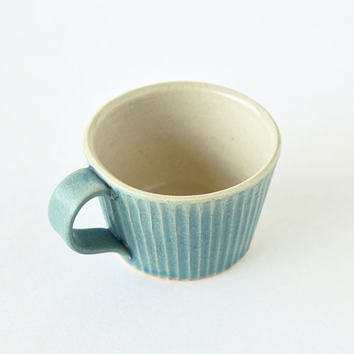 デミカップ&ソーサー【陶器・しのぎ ターコイズ】／森永 淳俊