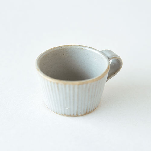 デミカップ＆ソーサー(陶器・しのぎ マットホワイト)／森永 淳俊