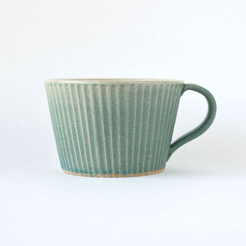マグカップ【陶器・しのぎ ターコイズ】／森永 淳俊
