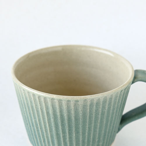 マグカップ【陶器・しのぎ ターコイズ】／森永 淳俊