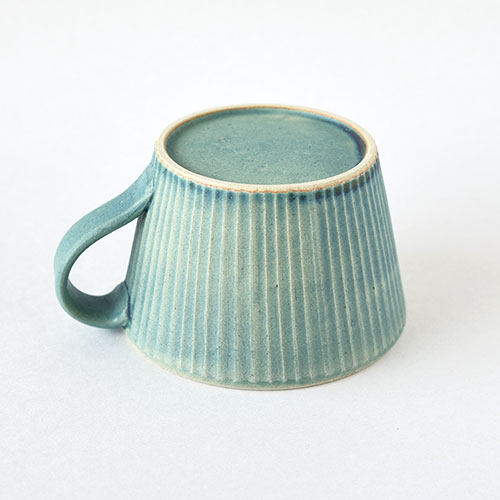マグカップ【陶器・しのぎ ターコイズ】／森永 淳俊