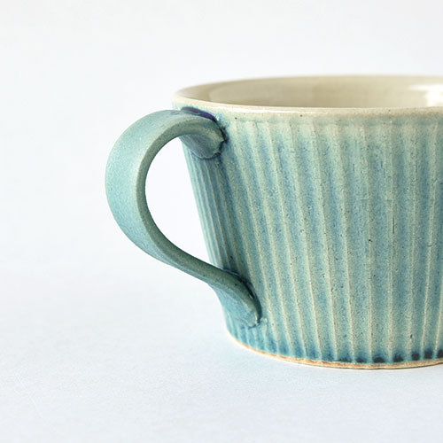 マグカップ【陶器・しのぎ ターコイズ】／森永 淳俊