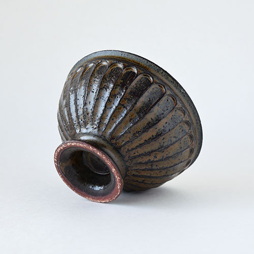 あめ釉しのぎ カフェオレボウル【陶器・しのぎ】／十河 隆史