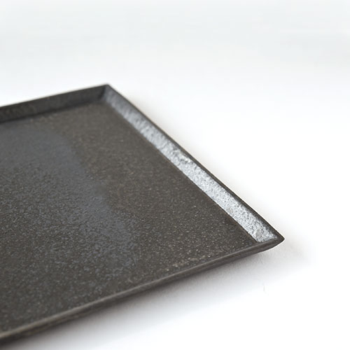 灰釉 四角皿・L【陶器】／十河 隆史(T-POTTERY)