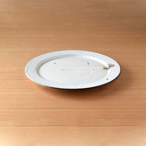 粉引 幅広リム皿・直径20cm【陶器】／十河 隆史(T-POTTERY)｜手しごと