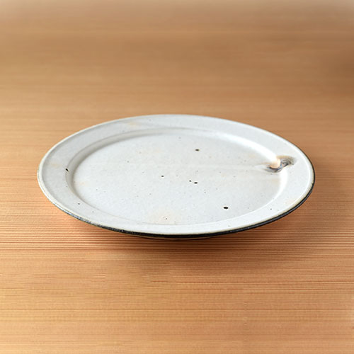 粉引 幅広リム皿(直径26cm)／十河 隆史