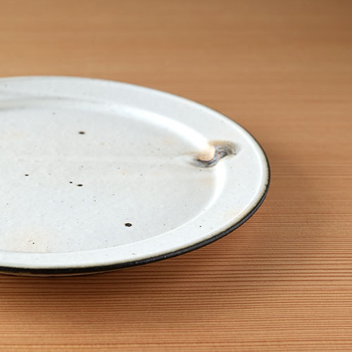 粉引 幅広リム皿(直径26cm)／十河 隆史