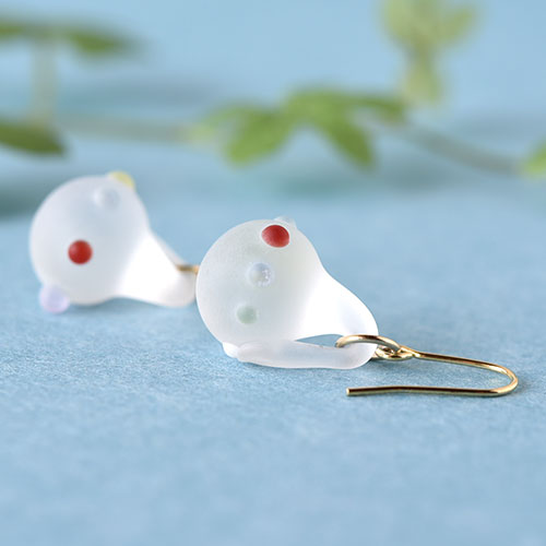 つぶつぶピアス イヤリング フロストガラス ラインカラー 吉田 成美 手しごと雑貨のお店 Liente