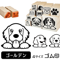 ゴールデンレトリバー　イラストゴム印【選べる4サイズ】犬のイラストはんこ
