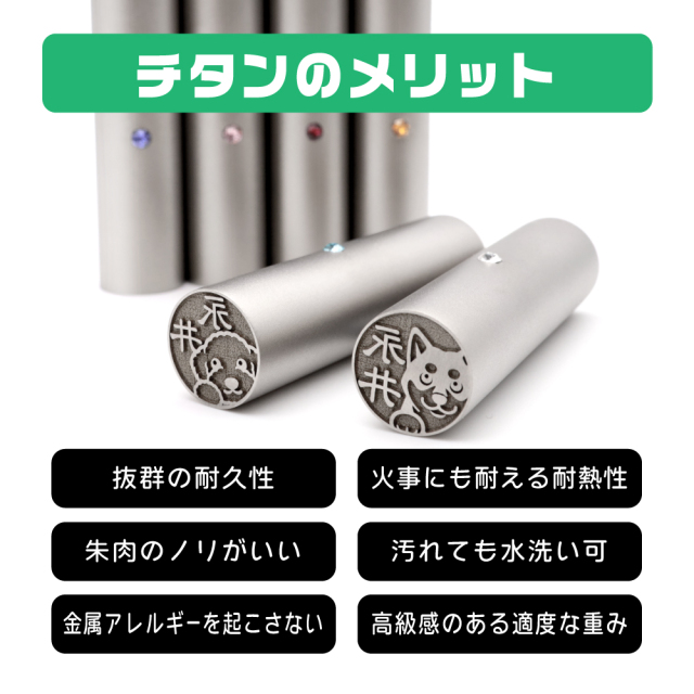 シュナウザー チタン印鑑 イラスト入り 銀行印 はんこ 13.5mm 15mm