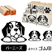 バーニーズ　イラストゴム印【選べる4サイズ】犬のイラストはんこ