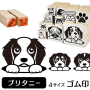 ブリタニースパニエル　イラストゴム印【選べる4サイズ】犬のイラストはんこ