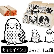 セキセイインコ　イラストゴム印【選べる4サイズ】鳥のイラストはんこ