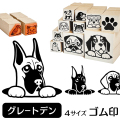 グレートデン　イラストゴム印【選べる4サイズ】犬のイラストはんこ