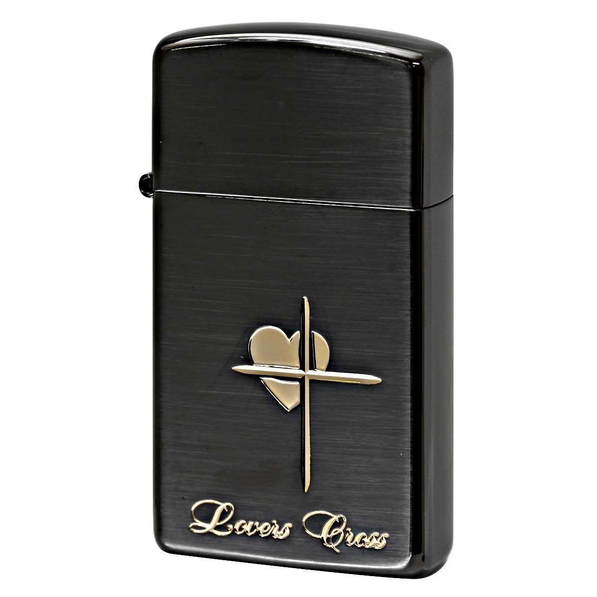 Zippo ジッポー ラバーズ クロス スリム ハート 黒サテーナ＆金 Lovers Cross 63040298