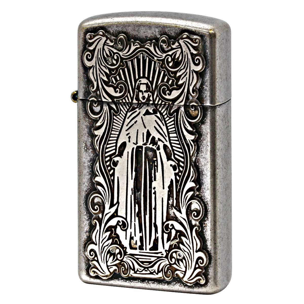 Zippo ジッポー アラベスク マリア スリム ディープエッチング 両面加工 ニッケルいぶし 63210198