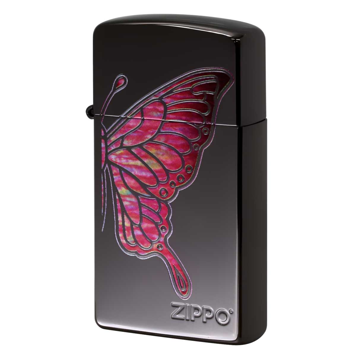 Zippo ジッポー スリム 蝶々 バタフライ シェル風プリント ピンク 1600BN-BTPK