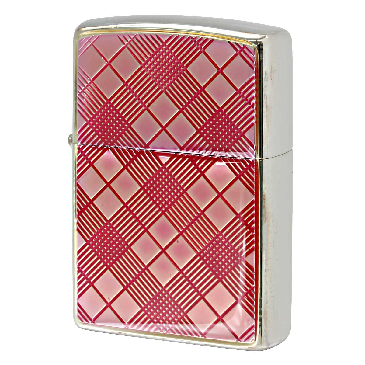 Zippo ジッポー ダイヤモンドカット アーガイル柄彫刻 エポ盛りクリア チェックピンク 20CHP-EC メール便可