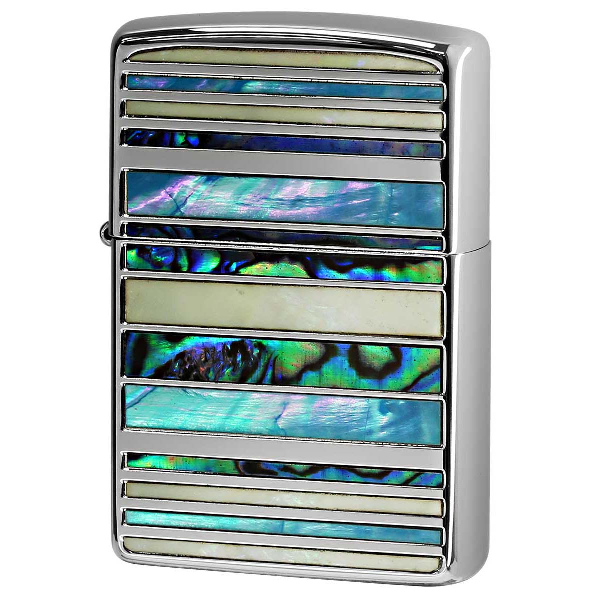 Zippo ジッポー シェル 貝 インレイ 象嵌 ボーダー シルバー SHELL BORDER SV 1201S833