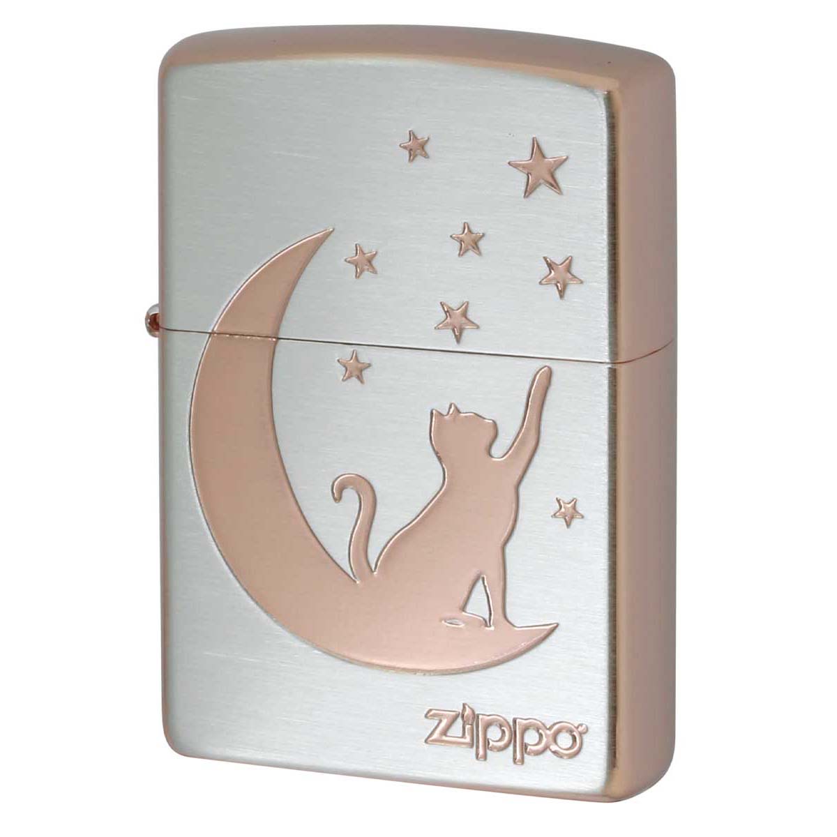 Zippo ジッポー 月 ネコ シルエット 月と猫 シルバー SV 1201S877