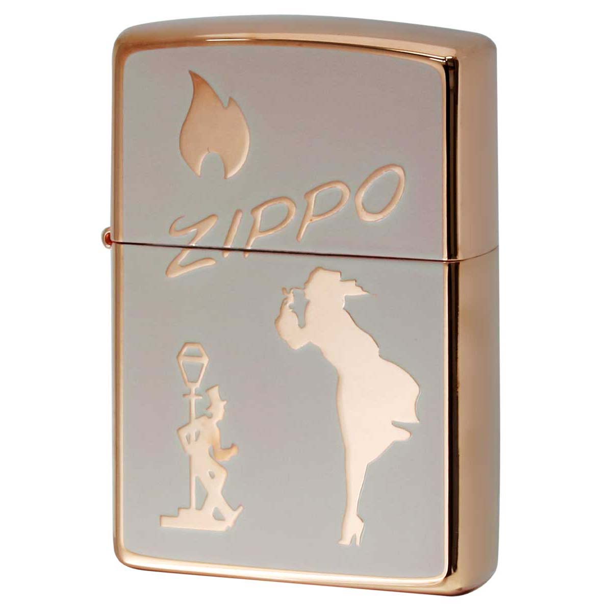 Zippo ジッポー ウインディ ドランク 炎 アイコンフレーム クラッシックロゴ カッパー ベージュ Classic Logos CP BG 1201S852