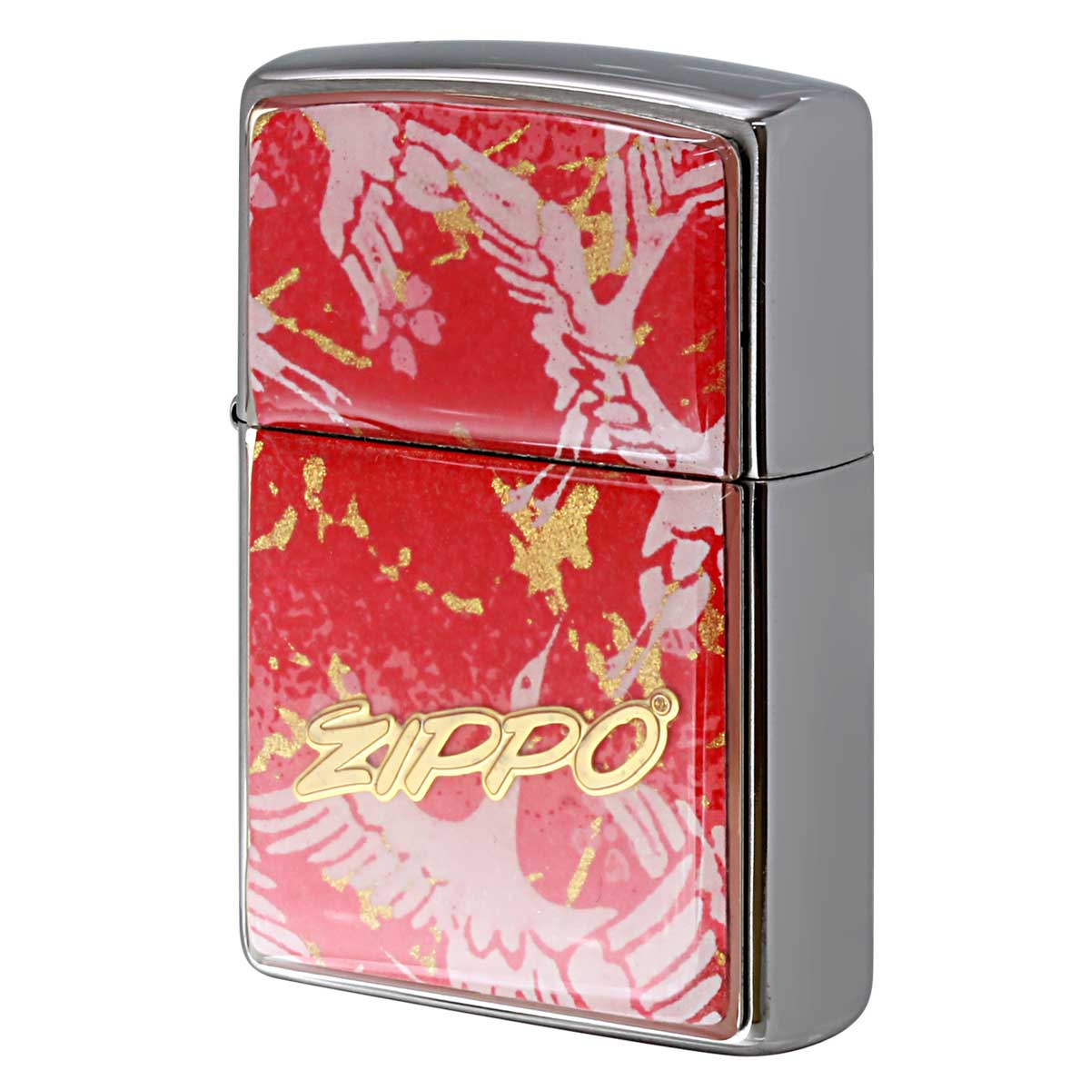 Zippo ジッポー 友禅和紙 伝統 和柄 ジッポ ロゴ 鶴 赤 1201S911 メール便可