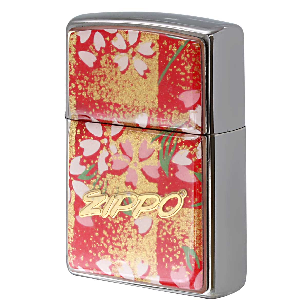 Zippo ジッポー 友禅和紙 伝統 和柄 ジッポ ロゴ 桜 赤 1201S915 メール便可