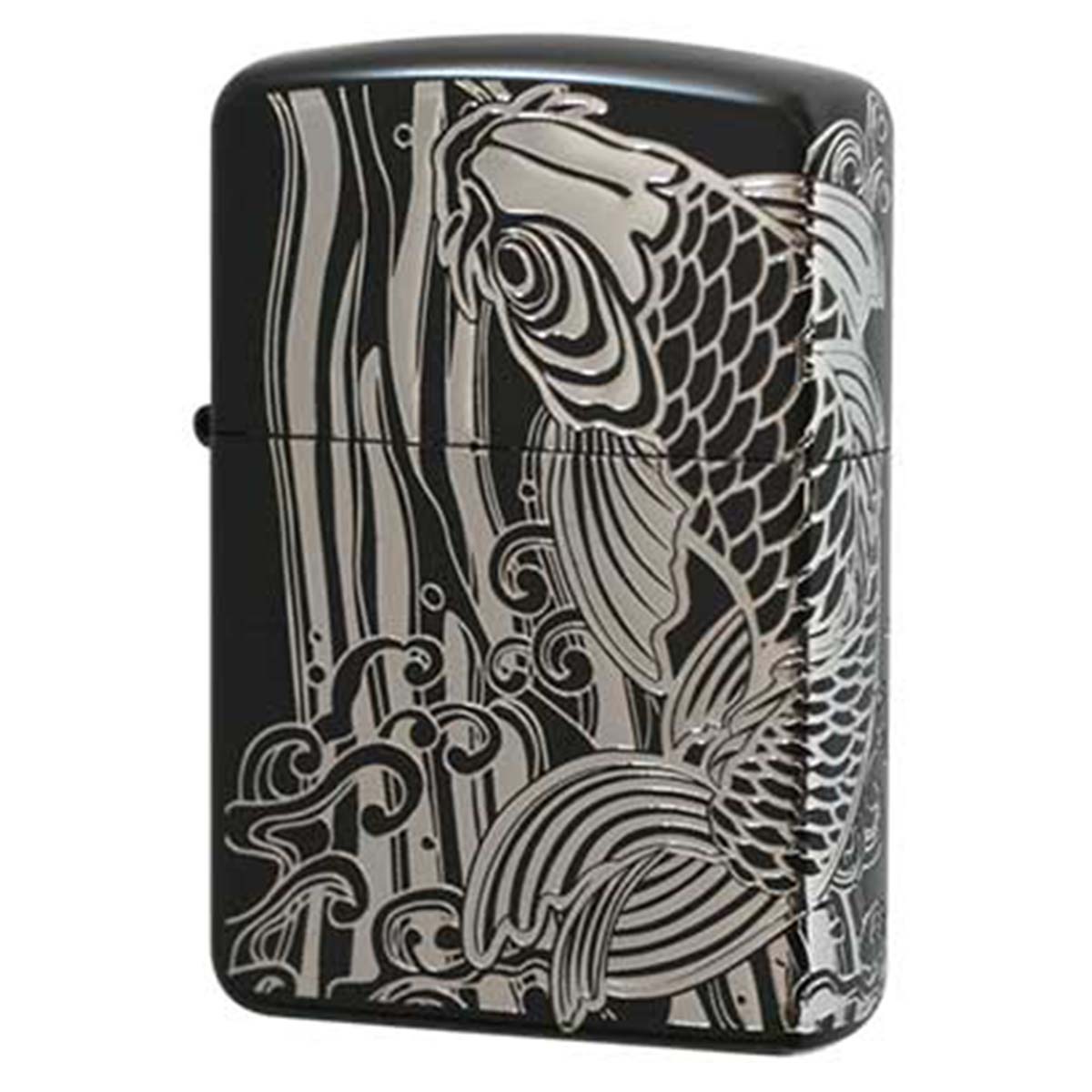 Zippo ジッポー アーマー 鯉 カープ 昇鯉 ブラックマット 銀差し ARMOR Black Matte Silver Inlay BM-S