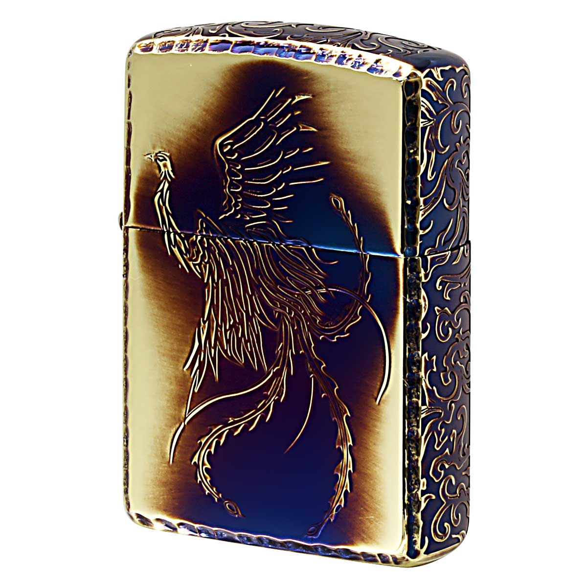 Zippo ジッポー アーマー 鳳凰 フェニックス 唐草 アラベスク ARMOR 5面デザイン ブラスいぶし ゴールドタンク 鳳凰