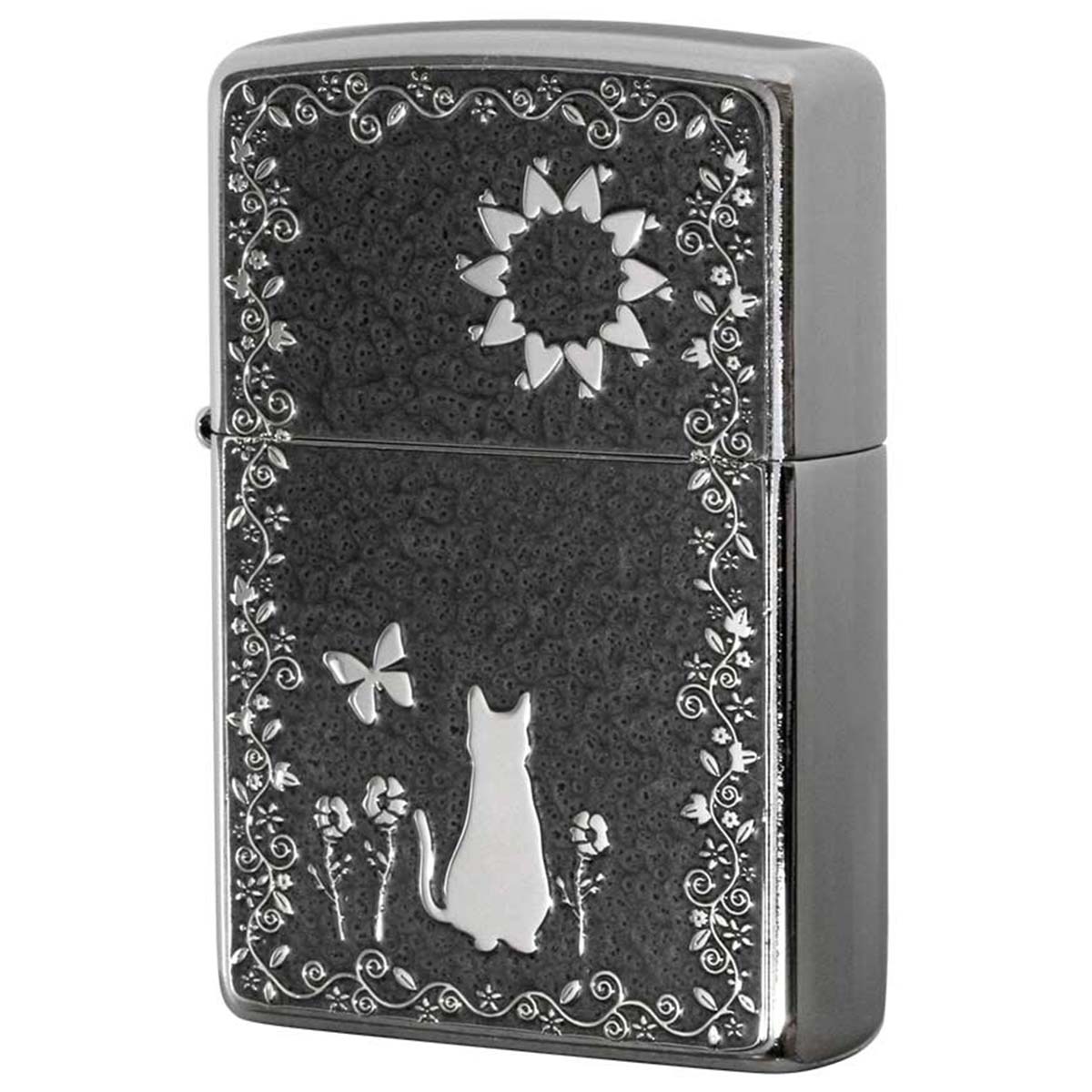 Zippo ジッポー ネコ 猫 Cat グレー #200 メタルプレート 両面加工 ブラッシュドクローム 2MPP-Cat GY メール便可