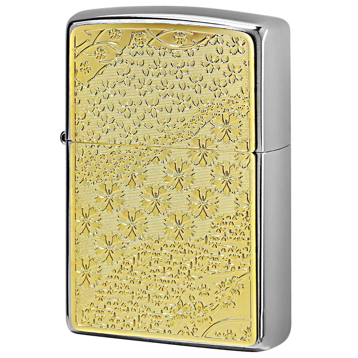 Zippo ジッポー 桜 さくら #200 ゴールドプレート ブラッシュドクローム 2MP-桜 GP メール便可
