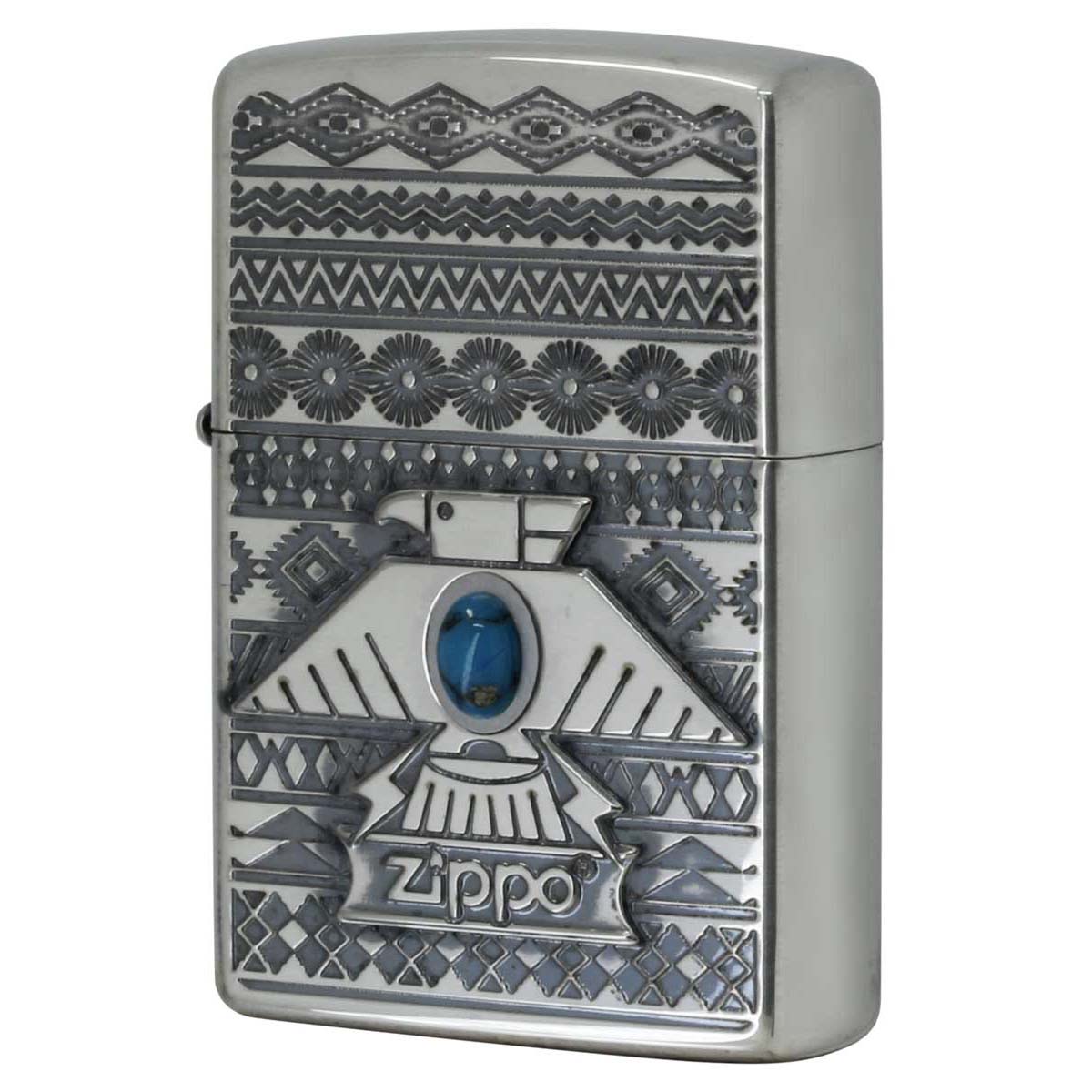 Zippo ジッポー ネイティブアメリカン サンダーバード シルバーいぶし ブルー Thunderbird BL Silver Oxidized