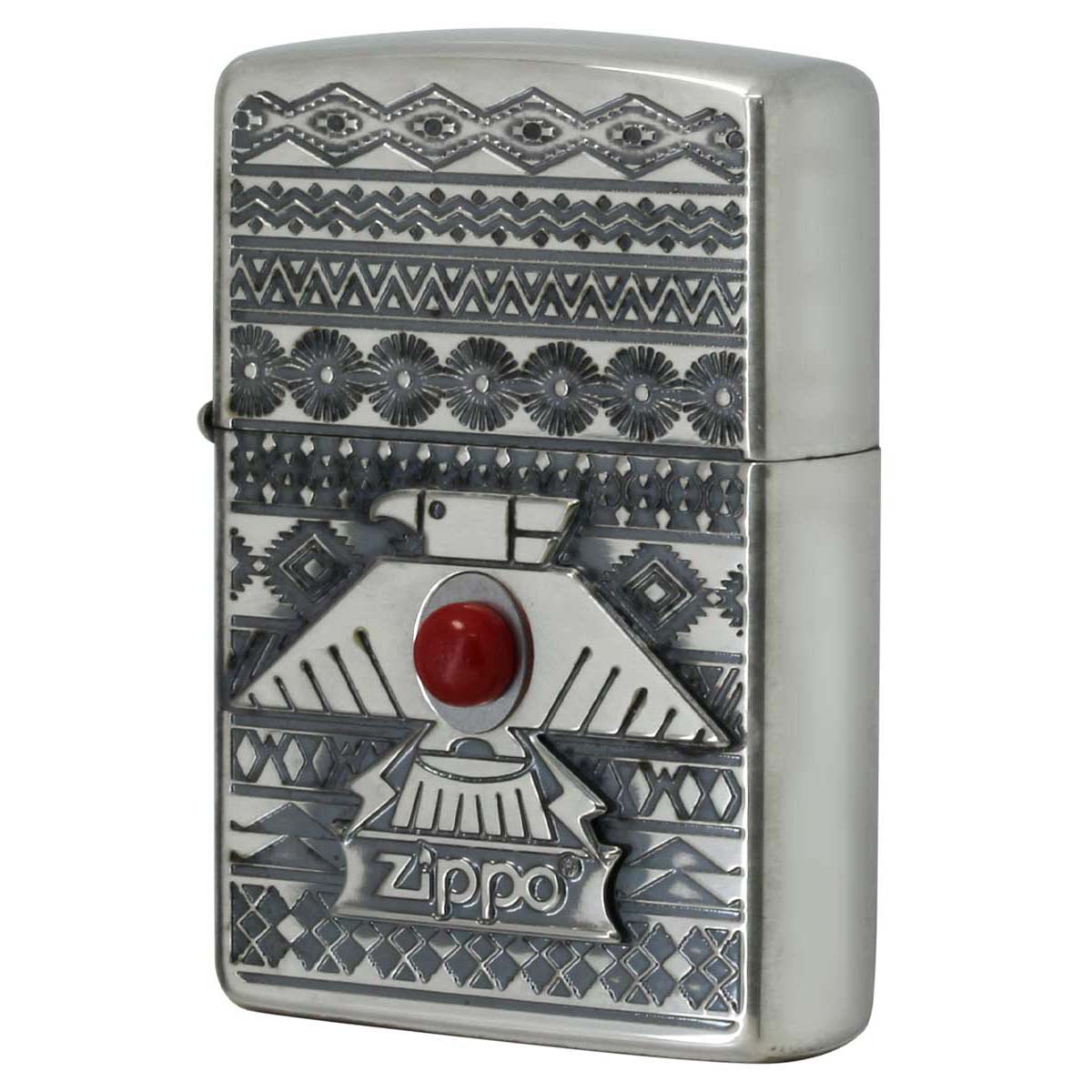 Zippo ジッポー ネイティブアメリカン サンダーバード シルバーいぶし レッド Thunderbird RD Silver Oxidized
