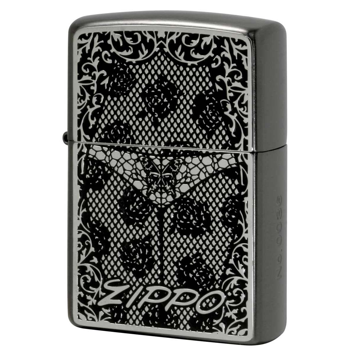 Zippo ジッポー ランジェリー セクシー 蝶々 バタフライ 両面加工 ネオブラック シルバー W Sexy Black Metal Neo Black BM S