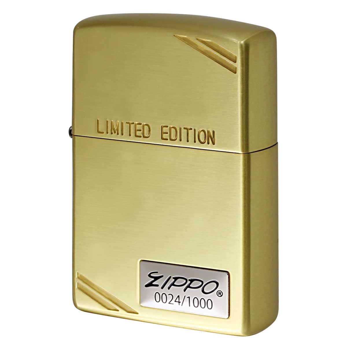 Zippo ジッポー 限定1,000個 ZIPPO LOGO METAL ダイアゴナルライン ジッポ ロゴ メタル シリアル番号 ゴールド M・LE.Corner Line G メール便可