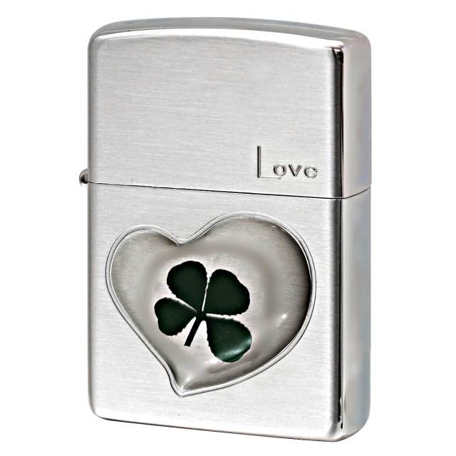 Zippo ジッポー 四つ葉 クローバー 本物 ラブ Love 愛 銀サテーナ エポ盛り 63260498