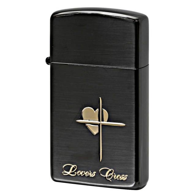 Zippo ジッポー ラバーズ クロス スリム ハート 黒サテーナ＆金 Lovers Cross 63040298